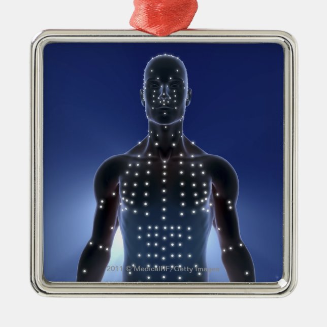 Ornamento De Metal Mapa claro de pontos da acupunctura (Frente)