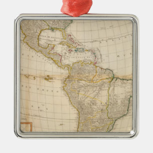 Ornamento De Metal Mapa colorido da mão composta de América