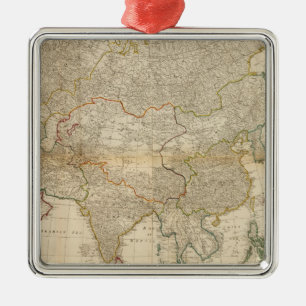 Ornamento De Metal Mapa colorido da mão composta de Ásia