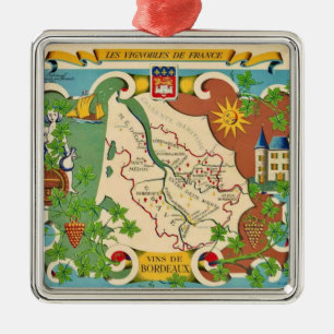 Ornamento De Metal Mapa Colorido de Bordéus França 