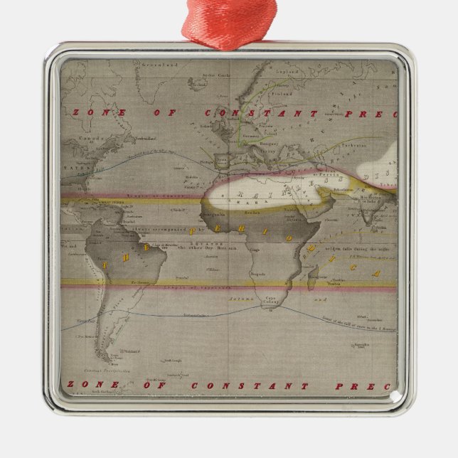 Ornamento De Metal Mapa da chuva de Hyetographic (Frente)