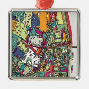Ornamento De Metal Mapa da cidade de Budapest, Hungria
