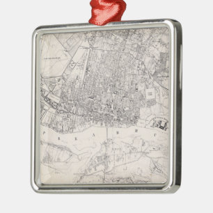 Ornamento De Metal Mapa da Vintage da Polônia de Varsóvia (1836)