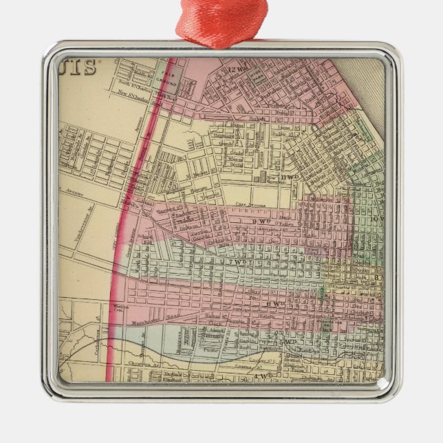 Ornamento De Metal Mapa das Ruas Louis de Mitchell (Frente)