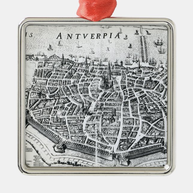 Ornamento De Metal Mapa de Antuérpia (Frente)