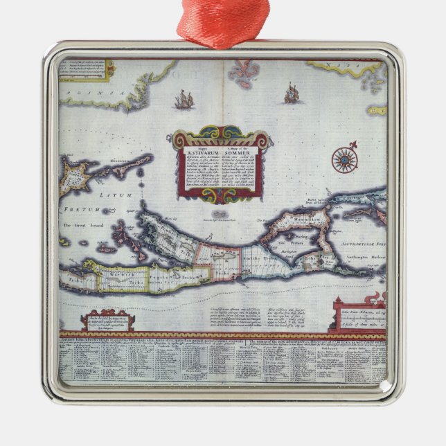 Ornamento De Metal Mapa de Bermuda (Frente)