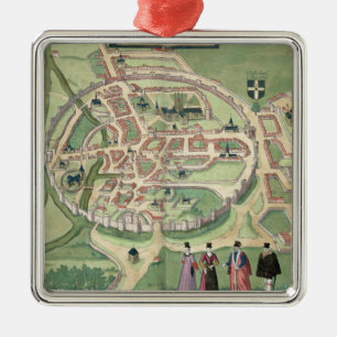 Ornamento De Metal Mapa de Canterbury, 'de Civitates Orbis Terrarum