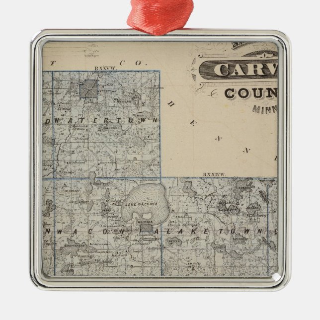 Ornamento De Metal Mapa de Carver County, Minnesota (Frente)