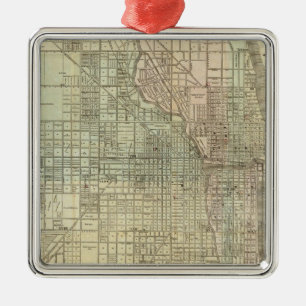 Ornamento De Metal Mapa De Chicago