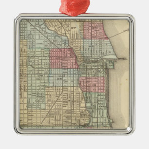 Ornamento De Metal Mapa de Chicago por Mitchell