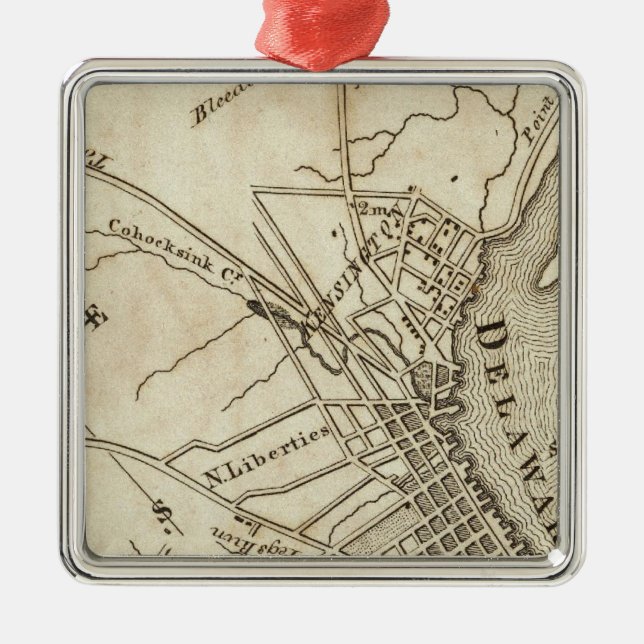 Ornamento De Metal Mapa de estradas de Philadelphfia (Frente)