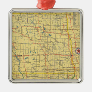 Ornamento De Metal Mapa de estradas N & S Dakota