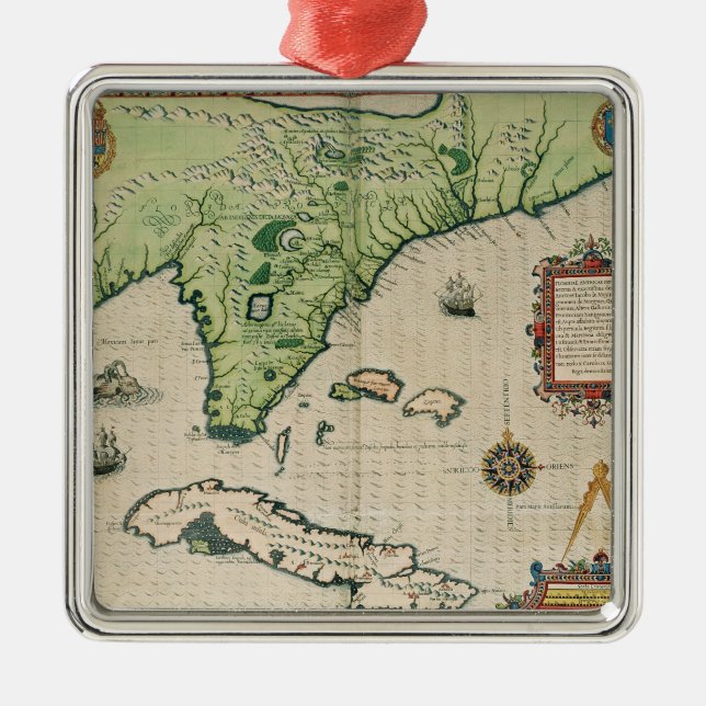 Ornamento De Metal Mapa de Florida, 'de Narratio Brevis (Frente)