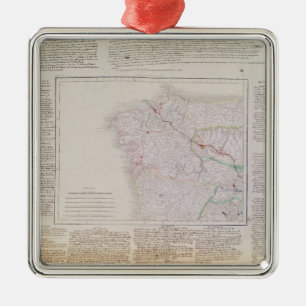Ornamento De Metal Mapa de Galiza com a rota do exército francês
