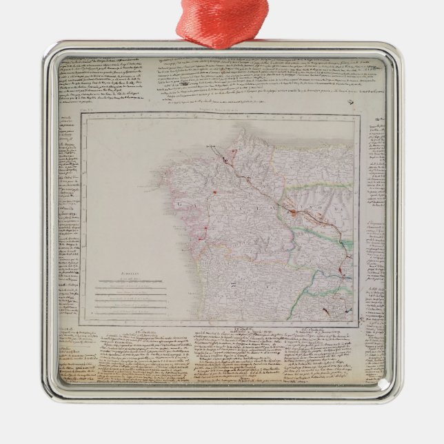 Ornamento De Metal Mapa de Galiza com a rota do exército francês (Frente)