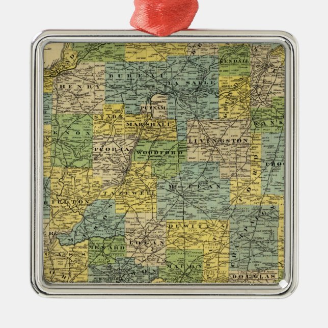 Ornamento De Metal Mapa de Illinois 2 (Frente)