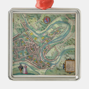 Ornamento De Metal Mapa de Luxembourg, 'de Civitates Orbis Terrarum