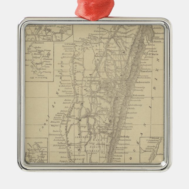 Ornamento De Metal Mapa de Madagascar (Frente)