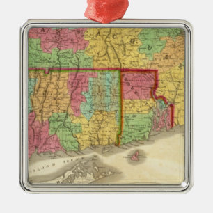 Ornamento De Metal Mapa de Massachusetts Connecticut e Rhode Island