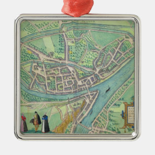 Ornamento De Metal Mapa de Namur, de "Civitates Orbis Terrarum" por G