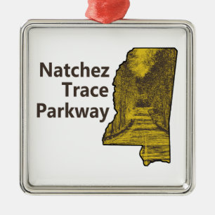 Ornamento De Metal Mapa de Natchez Trace Parkway Mississippi