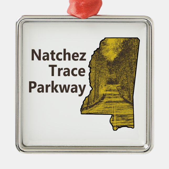 Ornamento De Metal Mapa de Natchez Trace Parkway Mississippi (Frente)