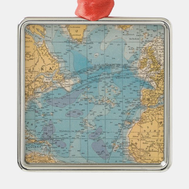 Ornamento De Metal Mapa de Oceano Atlântico (Frente)