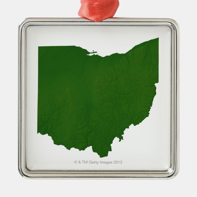 Ornamento De Metal Mapa de Ohio (Frente)
