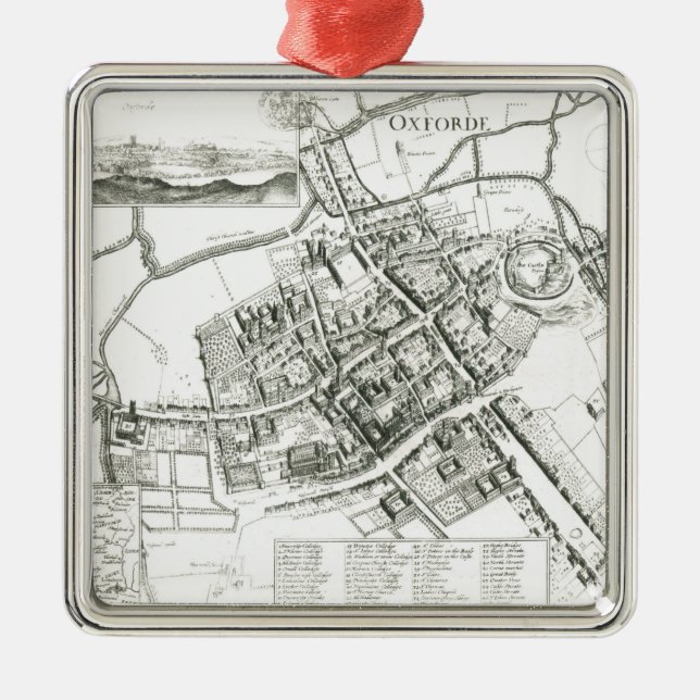 Ornamento De Metal Mapa de Oxford, 1643 (Frente)