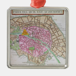 Ornamento De Metal Mapa de Paris, em junho de 1800
