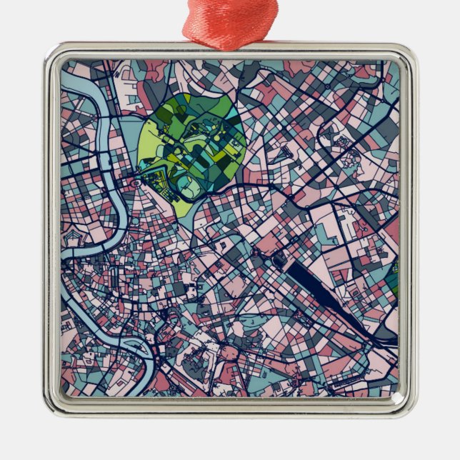 Ornamento De Metal Mapa de Roma Italia (Frente)