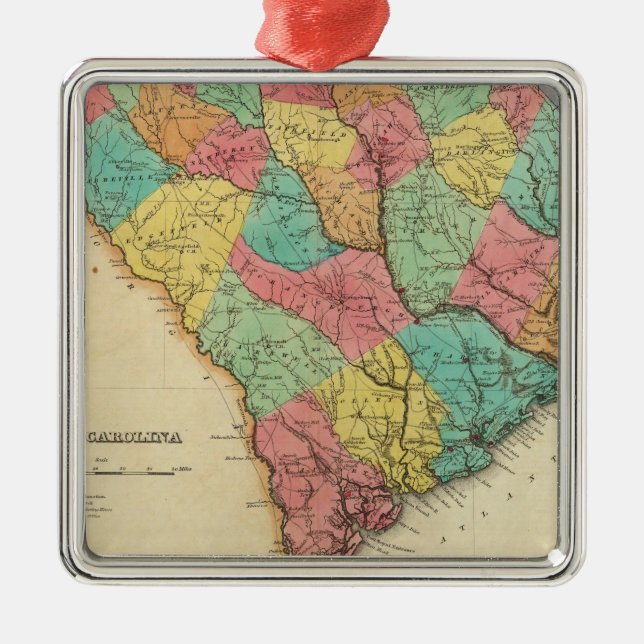 Ornamento De Metal Mapa de South Carolina (Frente)