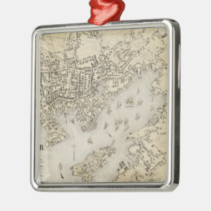 Ornamento De Metal Mapa de Vintage de Gloucester Massachusetts (1873)