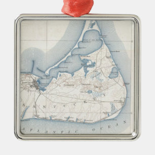 Ornamento De Metal Mapa de Vintage do Nantucket (1919)