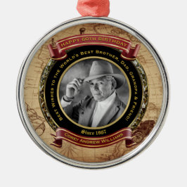 Ornamento De Metal Mapa de Vintagem de Fotos Dourado de aniversário d