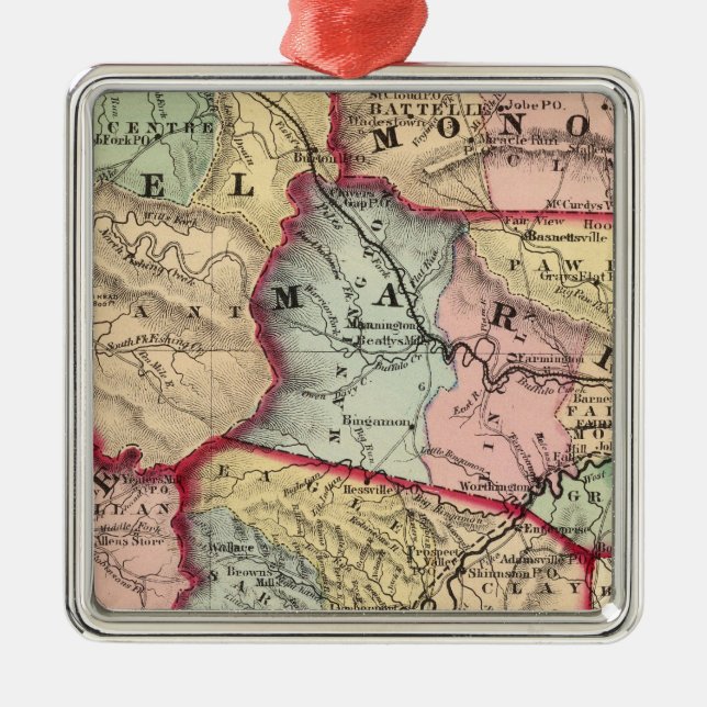 Ornamento De Metal Mapa de Winfield, West Virginia (Frente)