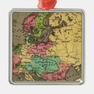 Ornamento De Metal Mapa do atlas colorido da mão de Europa