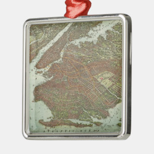 Ornamento De Metal Mapa do Brooklyn NY (1908)