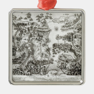 Ornamento De Metal Mapa do cerco de Malta em 1565