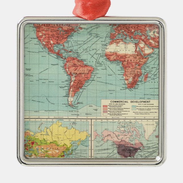 Ornamento De Metal Mapa do comércio mundial (Frente)