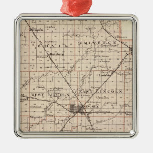 Ornamento De Metal Mapa do Condado de Logan