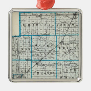 Ornamento De Metal Mapa do Condado de McLean e de Le Roy