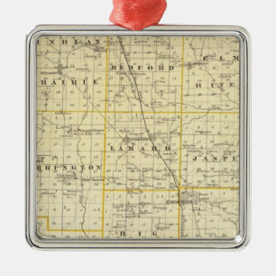 Ornamento De Metal Mapa do Condado de Wayne