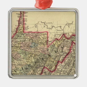Ornamento De Metal Mapa do Condado de West Virginia