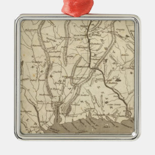 Ornamento De Metal Mapa do Connecticut por Arrowsmith