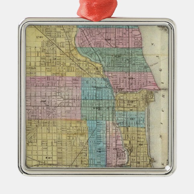 Ornamento De Metal Mapa do guia de Chicago (Frente)