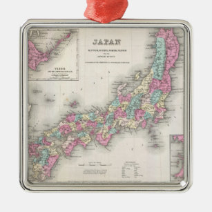 Ornamento De Metal Mapa do Japão em 1855