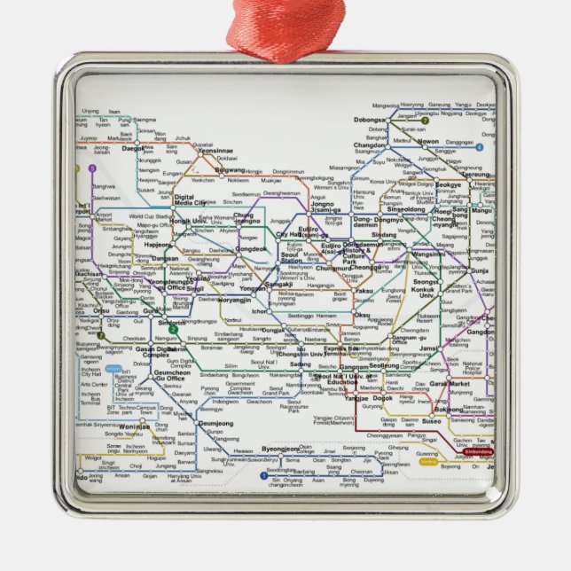 Ornamento De Metal Mapa do metro de Seoul (Frente)