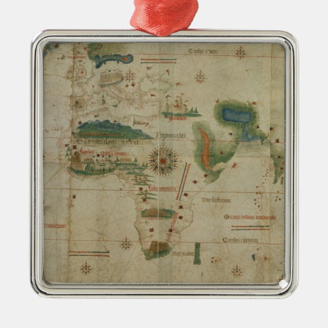 Ornamento De Metal Mapa do mundo (Frente)