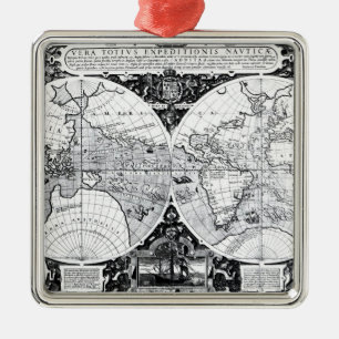 Ornamento De Metal Mapa do mundo